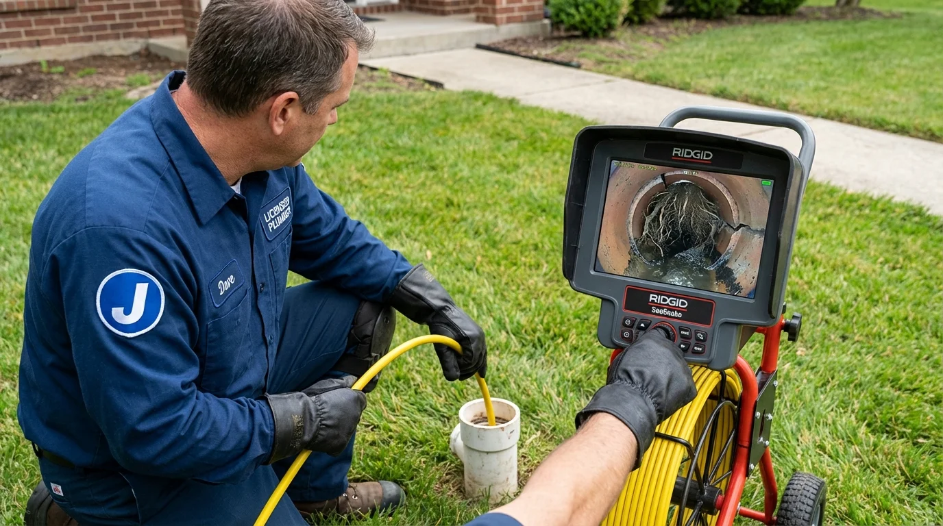 Sewer camera inspection being performed by Johns Plumbing LLC in Ashburnham